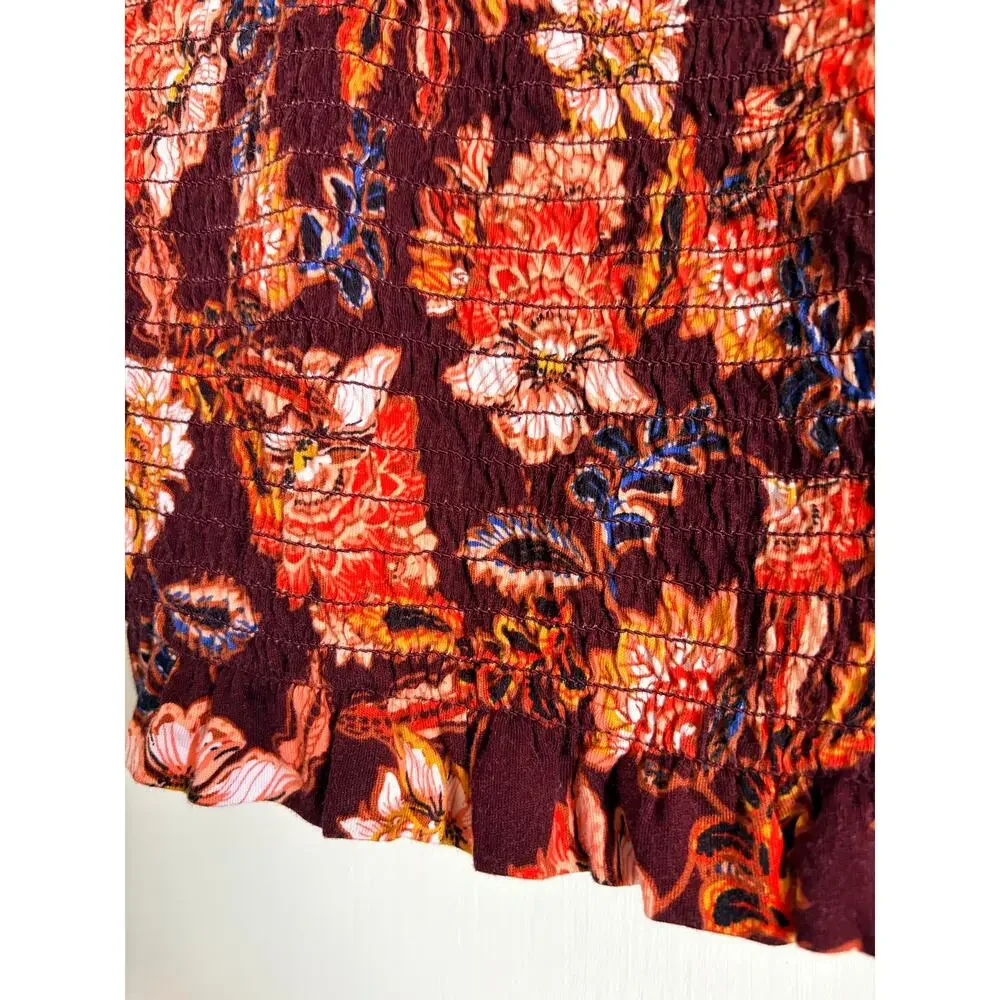 Old Navy Long Sleeve Printed Jersey Knit Smocked Top Girls M(8) Fall Boho Retro